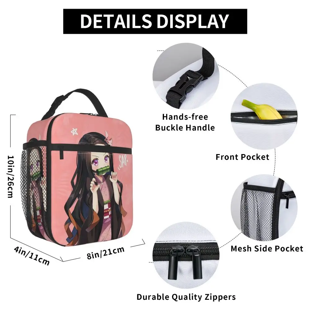 Anime Kawaii Demon Slayer Nezuko Kamado Pink Lunch Bag