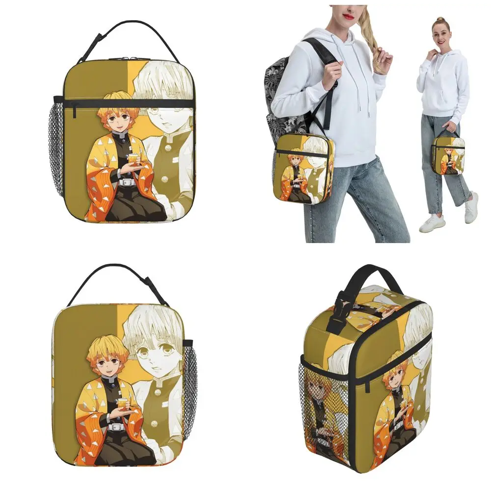 Kawaii Anime Demon Slayer Zenitsu Agatsuma Insulated Lunch Bag