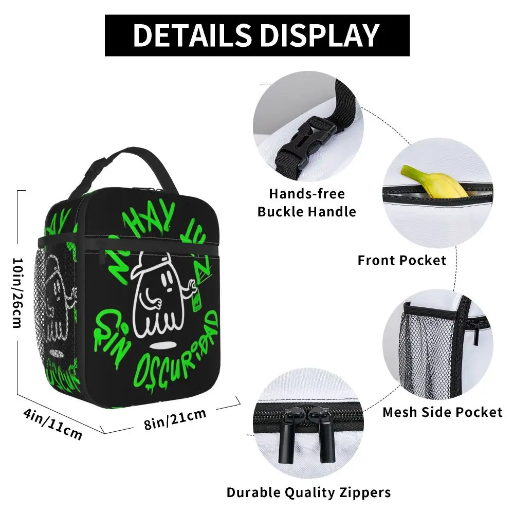 Kawaii Feid No Hay Luz Sin Oscuridad Insulated Printed Lunch Bag