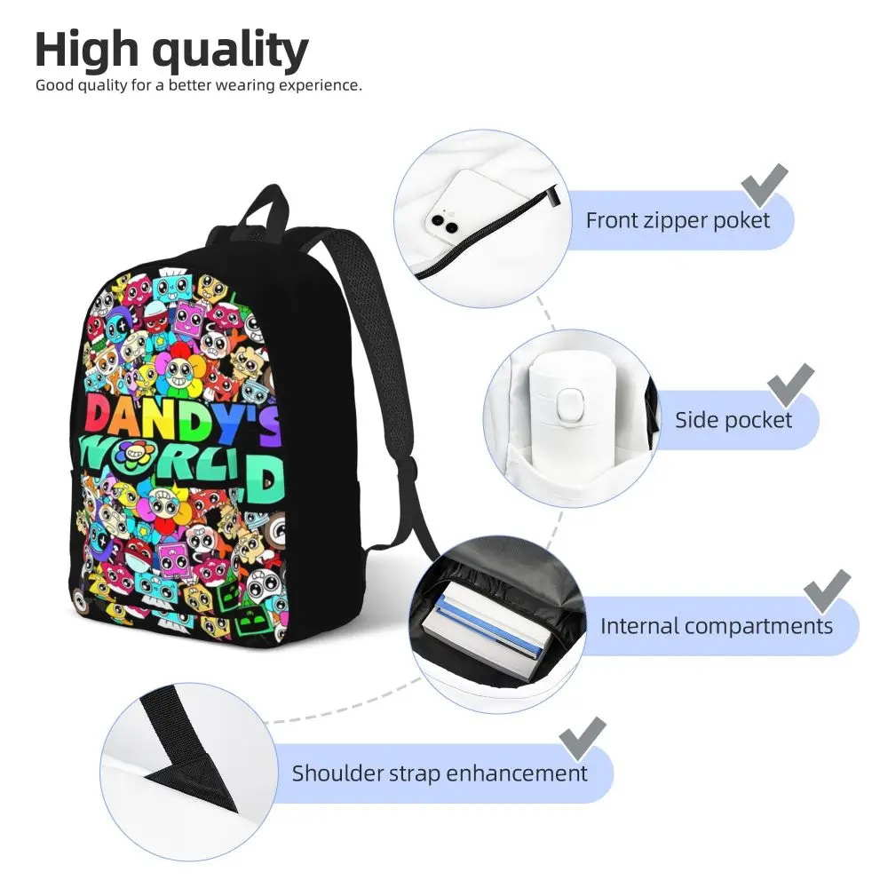 Kawaii Cartoon Dandy's World Character Black School Bag