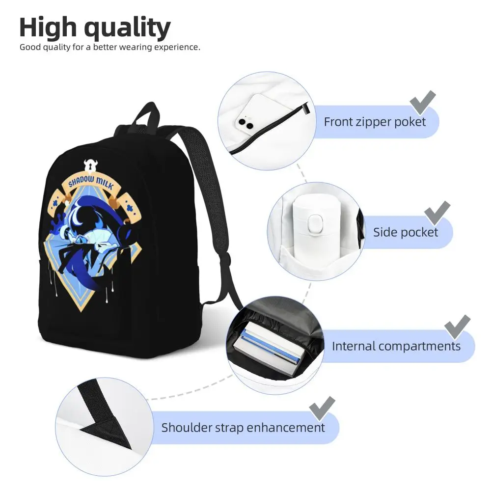 Kawaii Cartoon Shadow Milk Cookie Black Backpack
