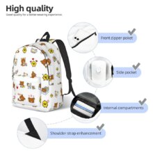 Rilakkuma Zoo Casual Backpack Lightweight Student Business Daypack for Men Women College Shoulder Bag Rilakkuma Zoo Casual Backpack Lightweight Student Business Daypack for Men Women College Shoulder Bag