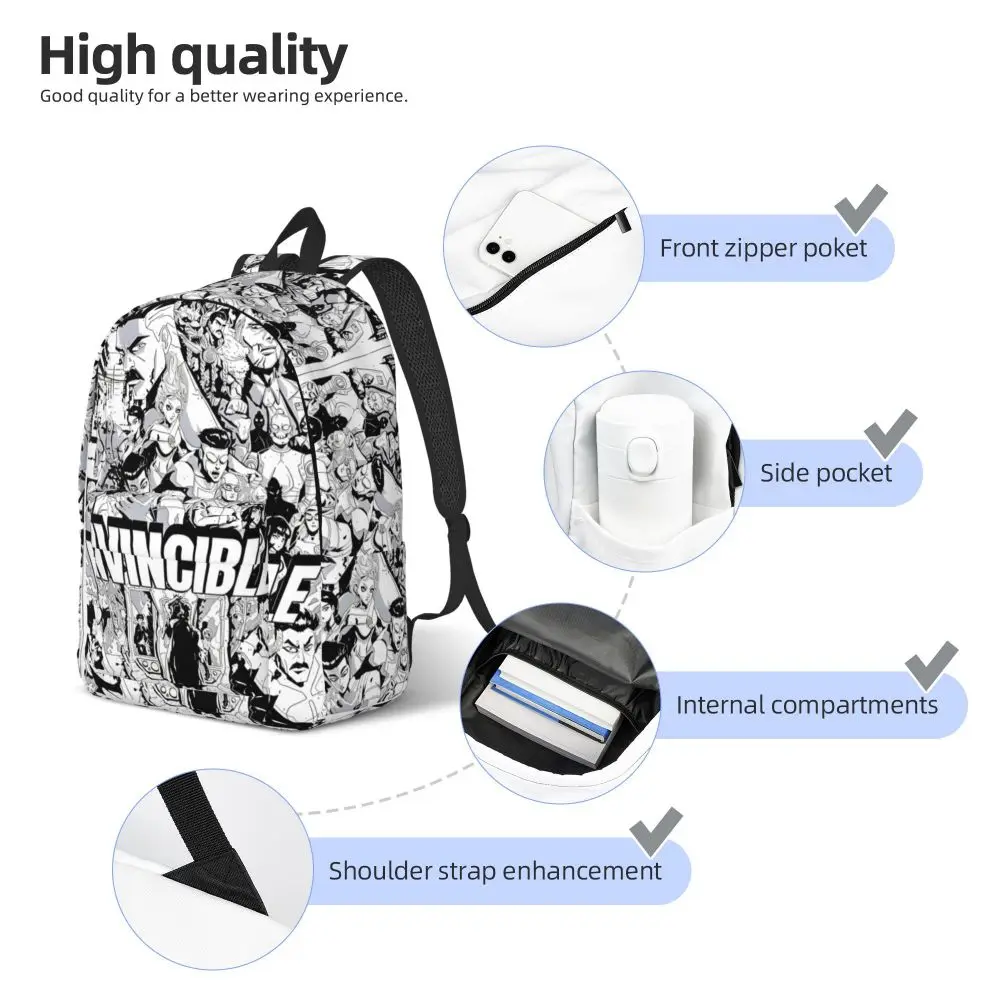 Kawaii Cartoon Invincible White And Black Backpack