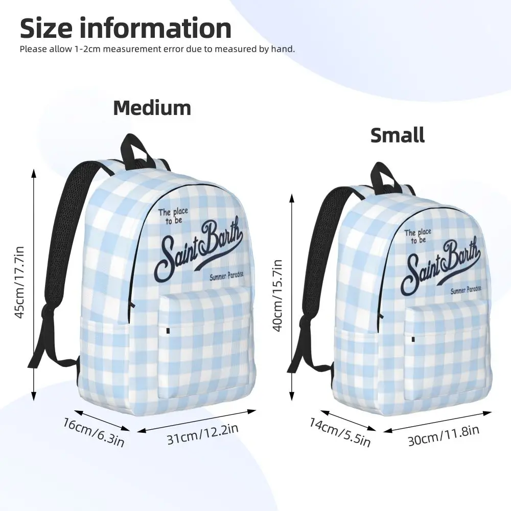 Kawaii Saint Barth Logo Printed Checkered Backpack