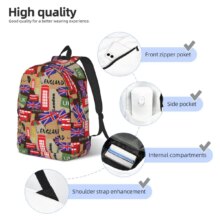 Uk London British Symbols Backpack for Men Women Fashion Student Hiking Travel Daypack Laptop Computer Shoulder Bag Sports Uk London British Symbols Backpack for Men Women Fashion Student Hiking Travel Daypack Laptop Computer Shoulder Bag Sports