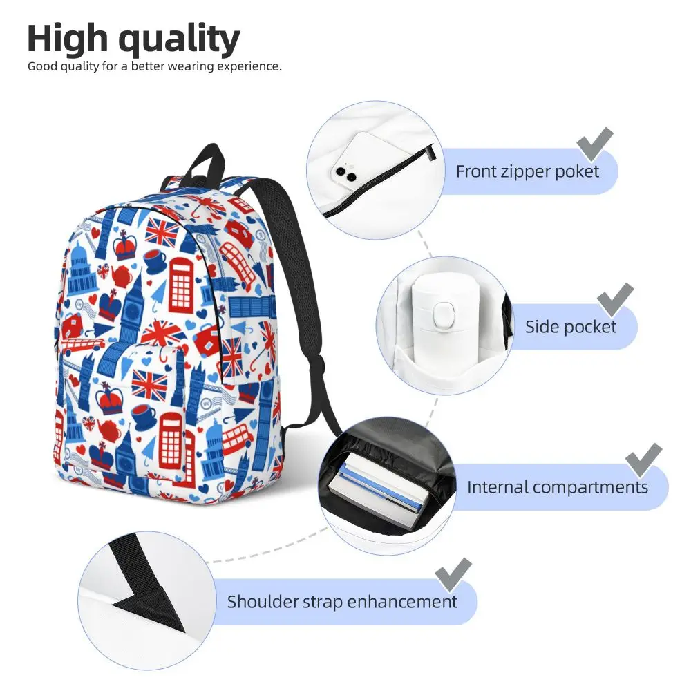 Kawaii United Kingdom London Symbols Schoolbag