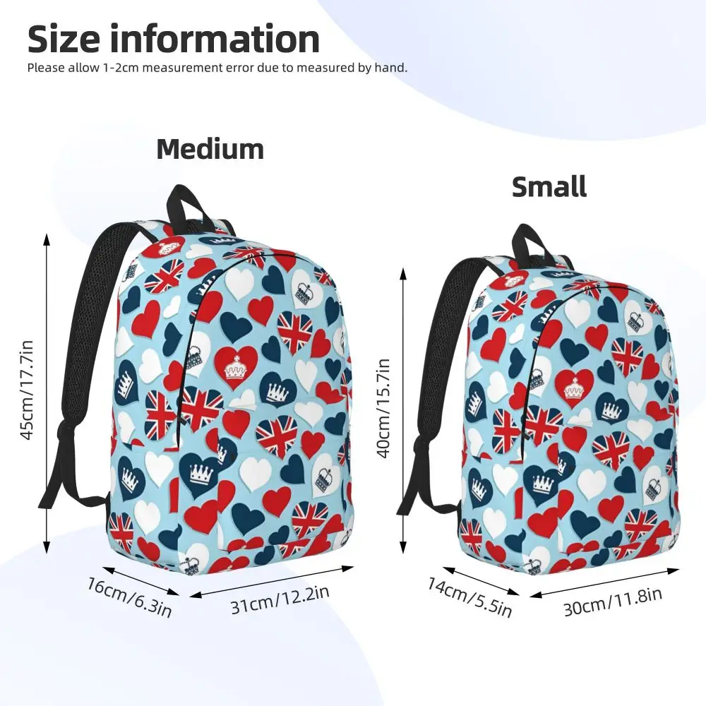 United Kingdom Heart Symbols Kawaii Backpack United Kingdom Heart Symbols Kawaii Backpack