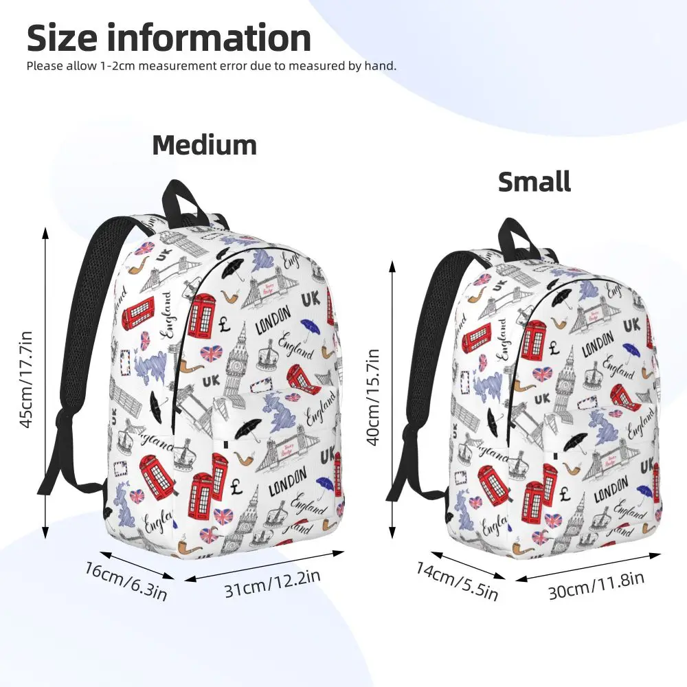 United Kingdom London Symbols Kawaii White Backpack