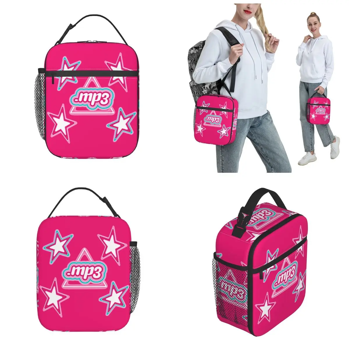 MP3 Emilia Mernes Insulated Kawaii Pink Lunch Bag