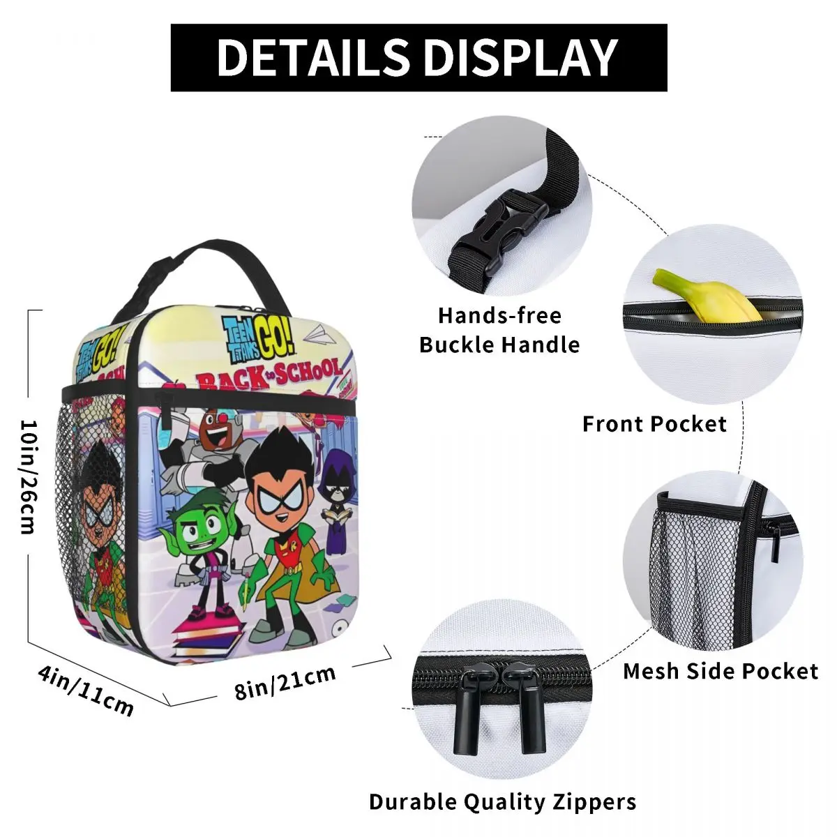 Kawaii Anime Teen Titans Go! Back To School Lunch Bag