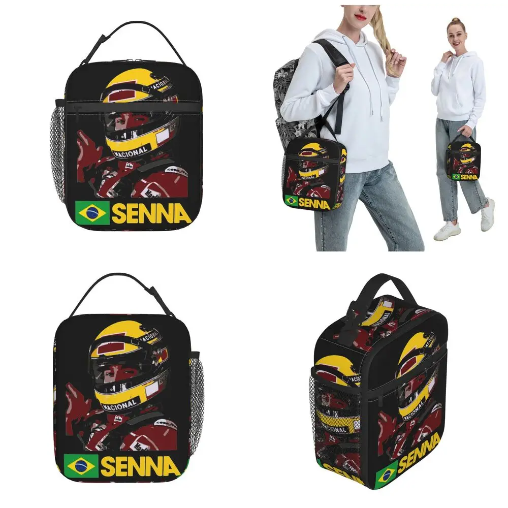 Ayrton Senna Kawaii Polyester Insulated Lunch Bag