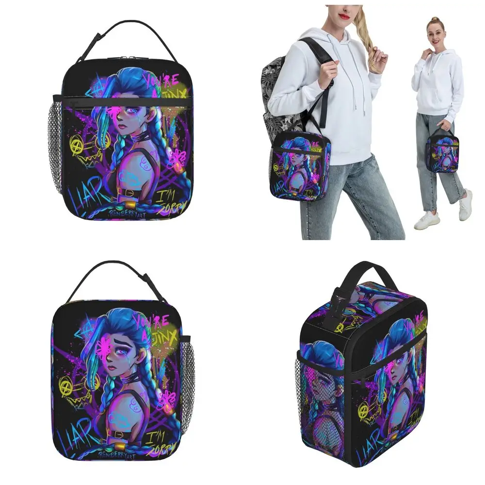 Arcane Jinx Graffiti Print Insulated Kawaii Polyester Lunch Bag