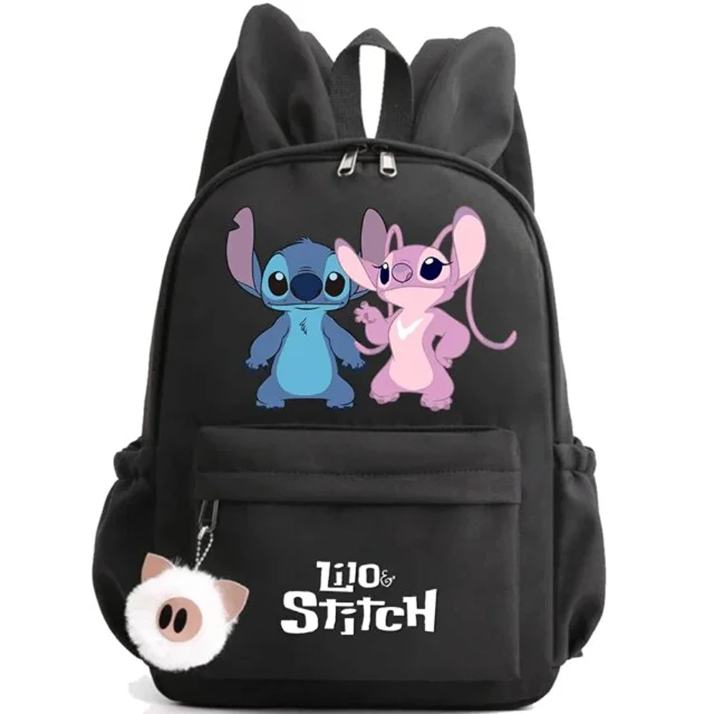 Kawaii Cartoon Lilo And Stitch Printed Polyester Schoolbag