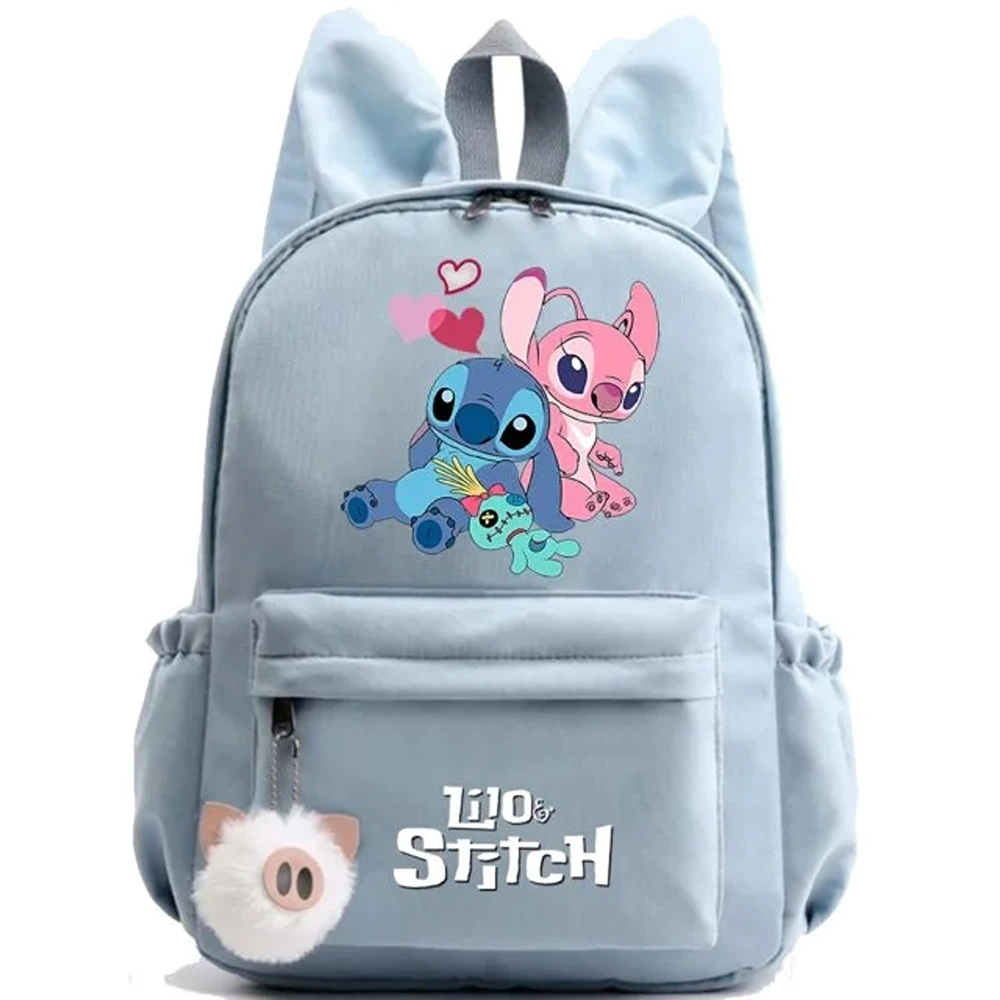 Cartoon Lilo And Stitch Printed Kawaii Polyester Schoolbag