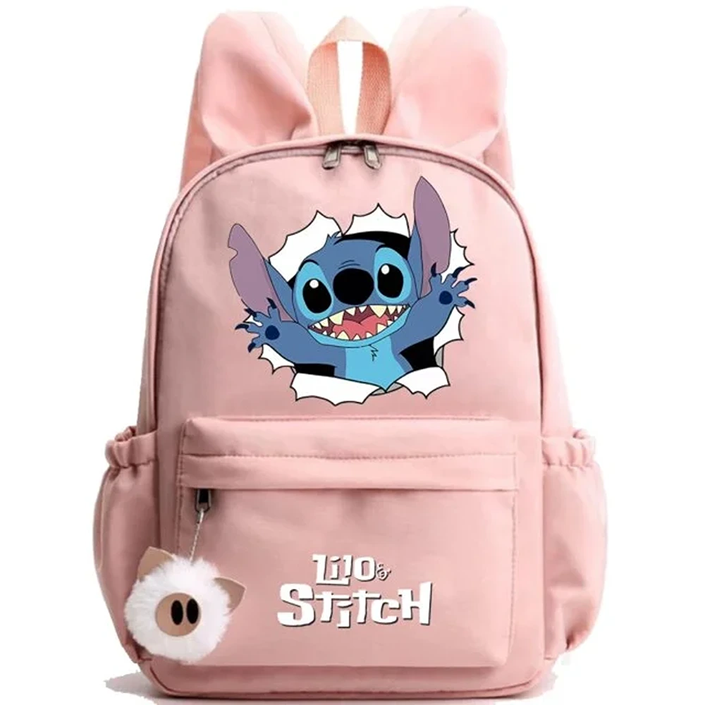 Kawaii Cartoon Lilo And Stitch Print Polyester Backpack