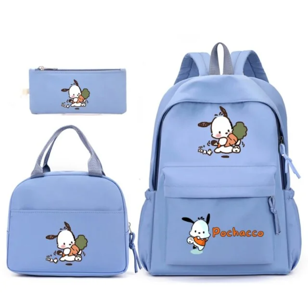 3Pcs/Set Cartoon Pochacco Kawaii Schoolbag And Lunch Bag With Pencil Case