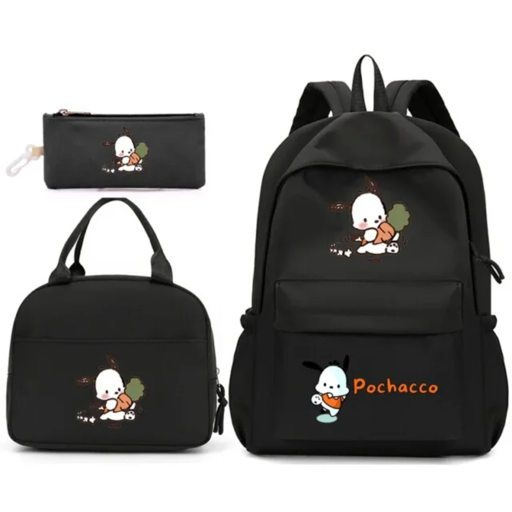 3Pcs/Set Cartoon Pochacco Kawaii Schoolbag And Lunch Bag With Pencil Case