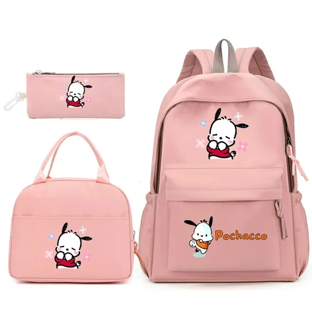 3Pcs/Set Cartoon Pochacco Kawaii Schoolbag With Lunch Bag