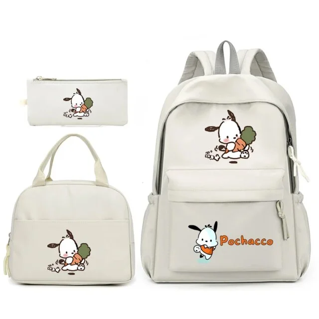 3Pcs/Set Cartoon Pochacco Kawaii Schoolbag And Lunch Bag With Pencil Case