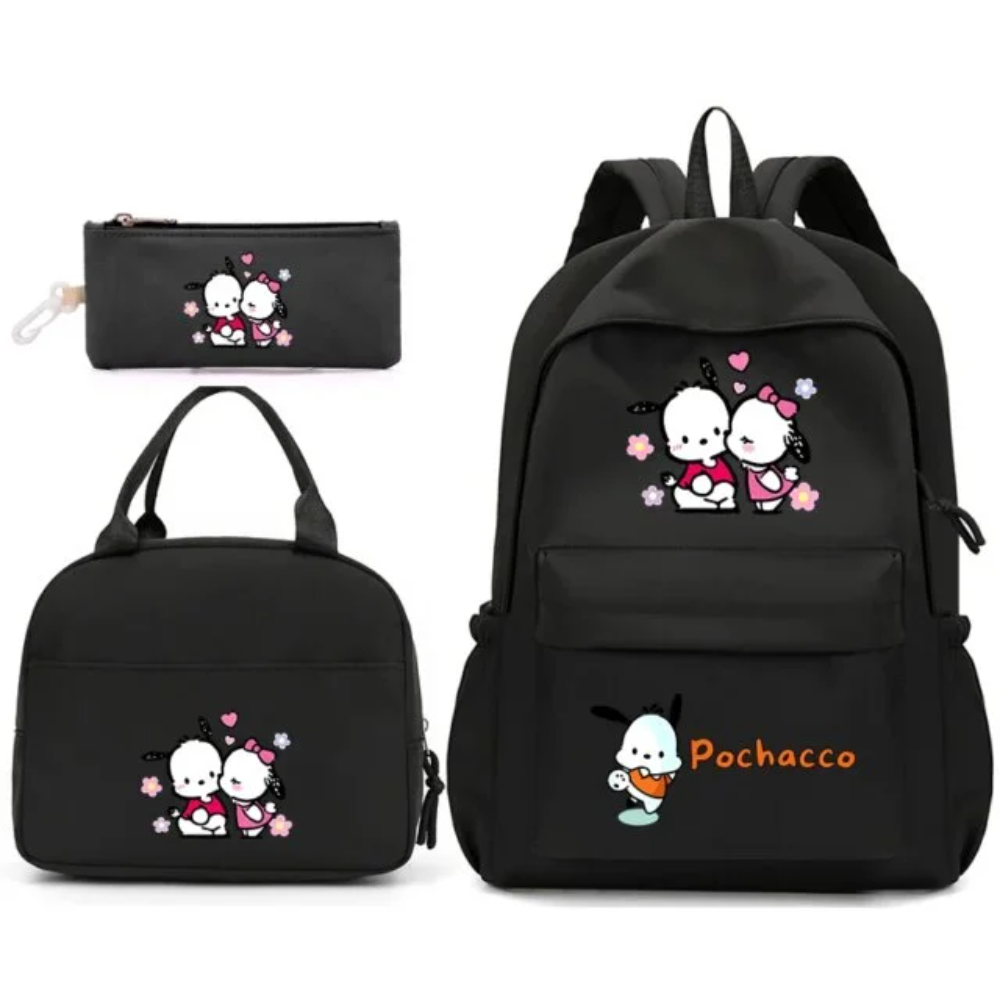 3Pcs/Set Cartoon Kawaii Pochacco Schoolbag With Lunch Bag