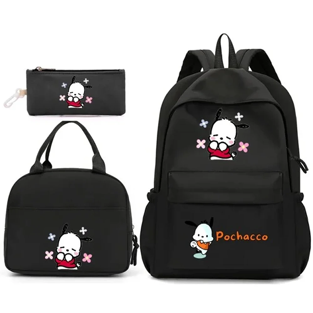 3Pcs/Set Cartoon Pochacco Kawaii Schoolbag With Lunch Bag