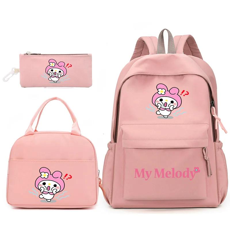 3Pcs/Set Kawaii Sanrio My Melody Backpack With Lunch Bag