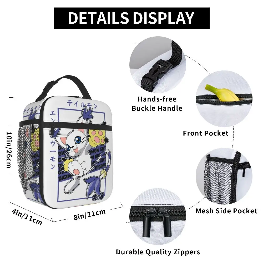 Kawaii Cartoon Digimon Tailmon Insulated Lunch Bag