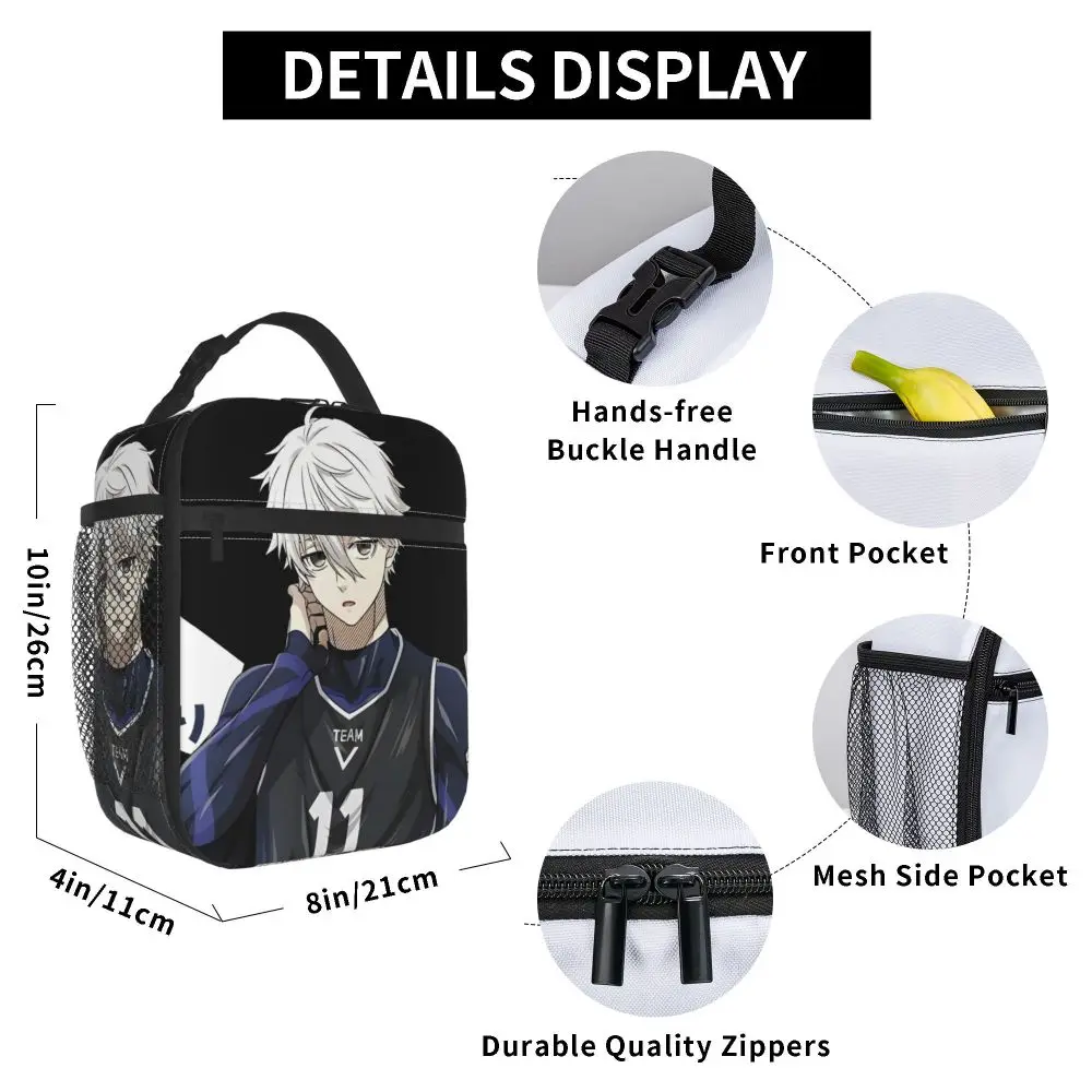 Anime Blue Lock Seishirō Nagi Kawaii Insulated Lunch Bag