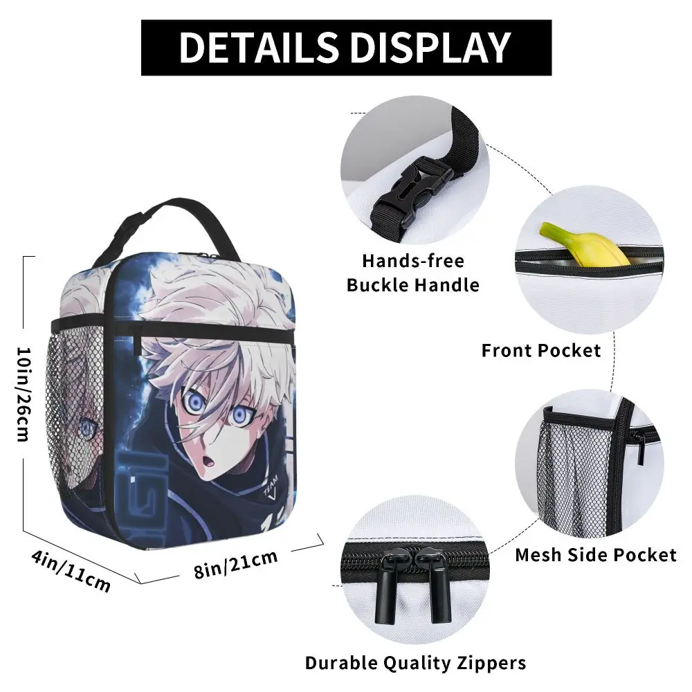 Kawaii Cartoon Blue Lock Seishirō Nagi Insulated Lunch Bag