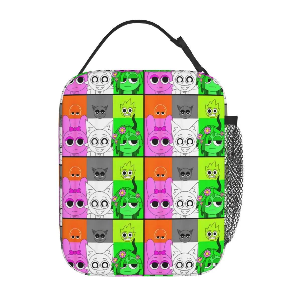Cartoon Kawaii Sprunki Character Insulated Lunch Bag
