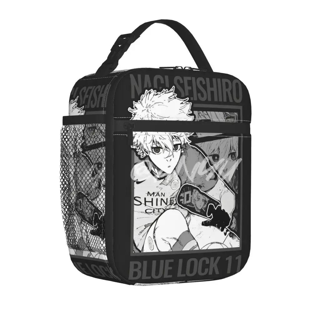 Kawaii Anime Blue Lock Seishirō Nagi Black Insulated Lunch Bag