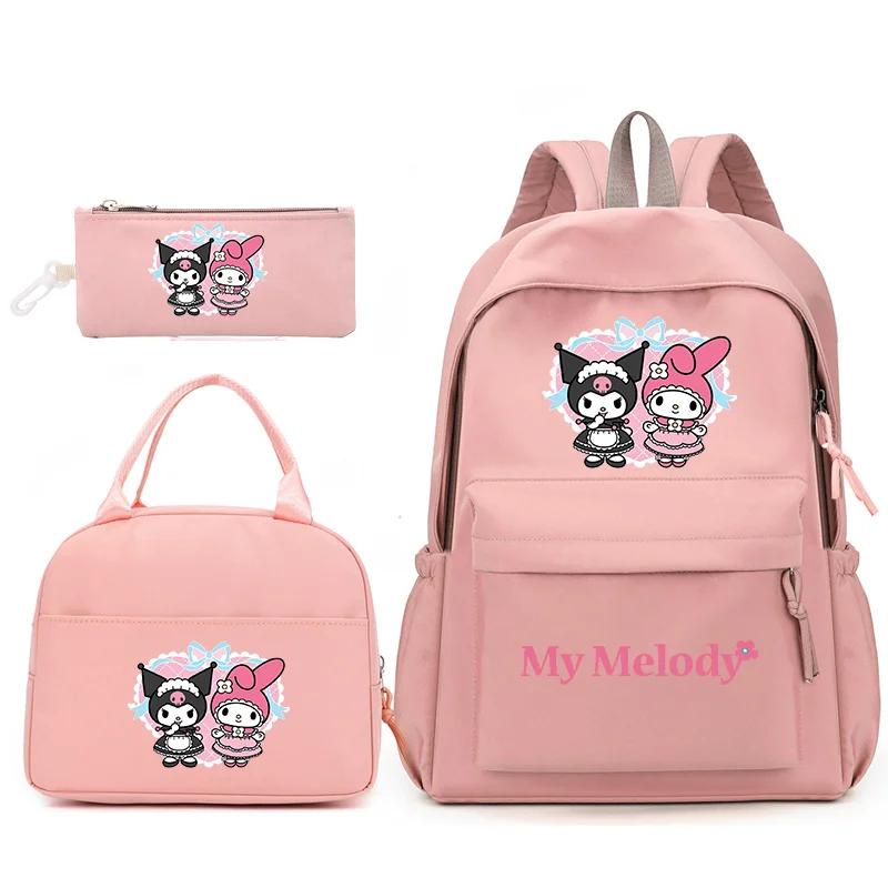 3Pcs/Set Kawaii Sanrio My Melody And Kuromi Backpack