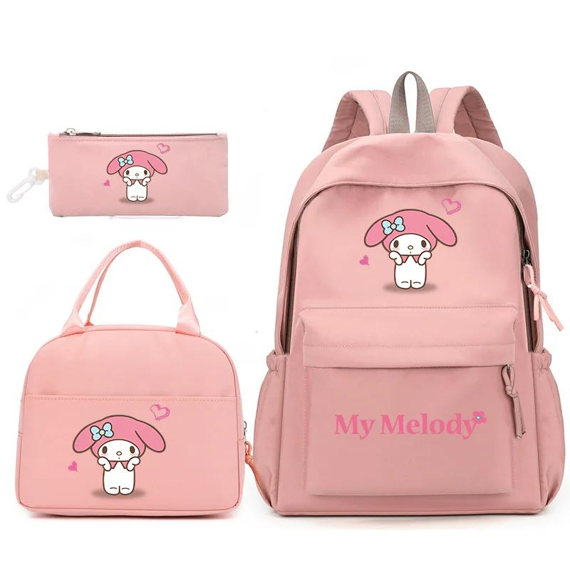 3Pcs/Set Cartoon Kawaii Sanrio My Melody Backpack With Lunch Bag
