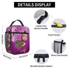 Kawaii Cartoon Masha And The Bear Insulated Lunch Bag Kawaii Cartoon Masha And The Bear Insulated Lunch Bag