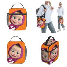 Kawaii Cartoon Masha And The Bear Orange Lunch Bag Kawaii Cartoon Masha And The Bear Orange Lunch Bag