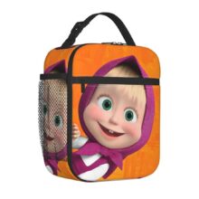 Kawaii Cartoon Masha And The Bear Orange Lunch Bag Kawaii Cartoon Masha And The Bear Orange Lunch Bag