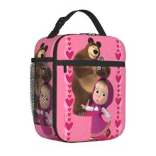 Kawaii Cartoon Masha And The Bear Pink Lunch Bag Kawaii Cartoon Masha And The Bear Pink Lunch Bag