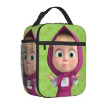 Kawaii Cartoon Masha And The Bear Green Lunch Bag Kawaii Cartoon Masha And The Bear Green Lunch Bag