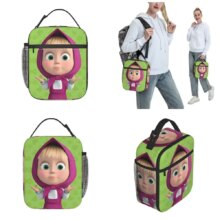 Kawaii Cartoon Masha And The Bear Green Lunch Bag Kawaii Cartoon Masha And The Bear Green Lunch Bag