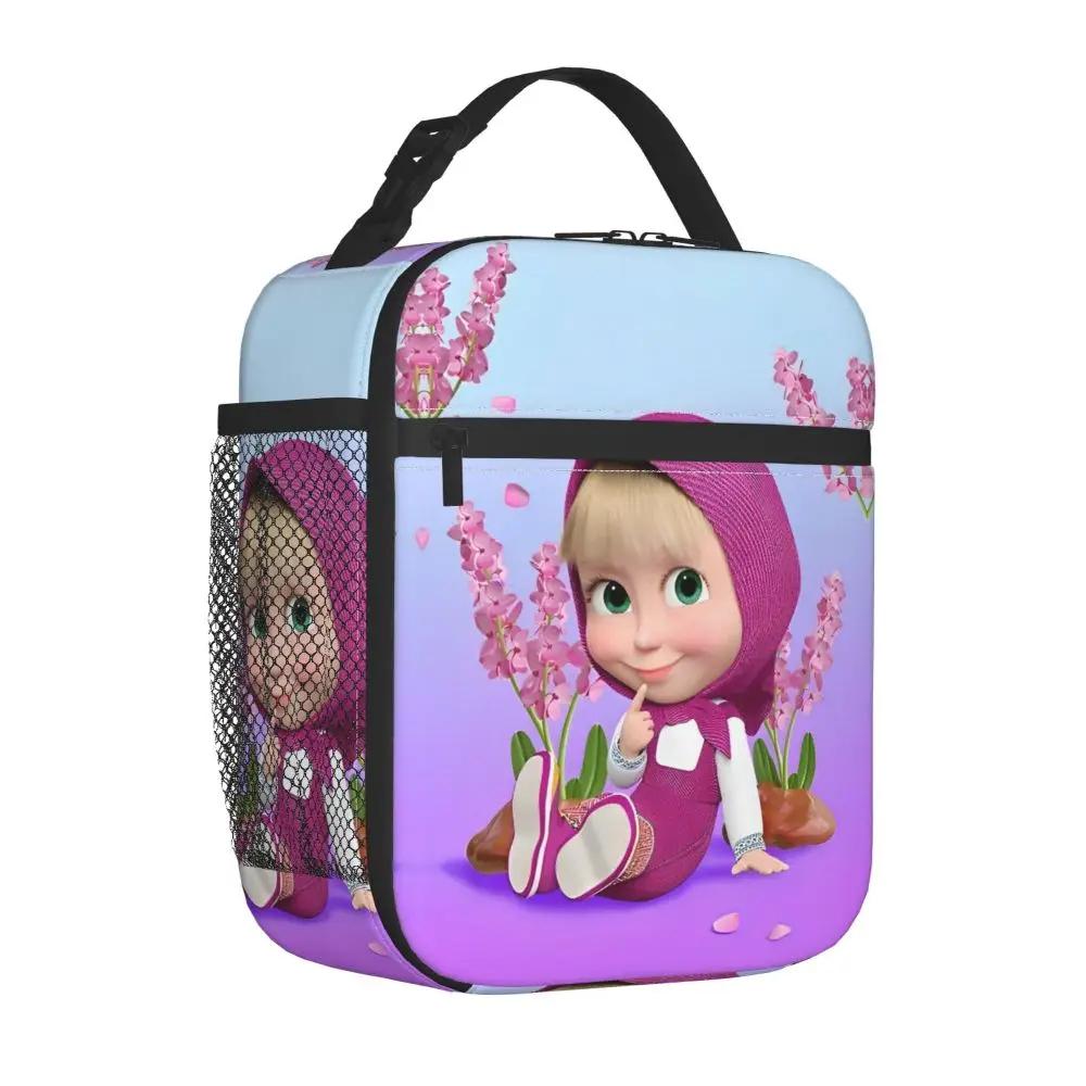 Cartoon Masha And The Bear Kawaii Insulated Lunch Bag