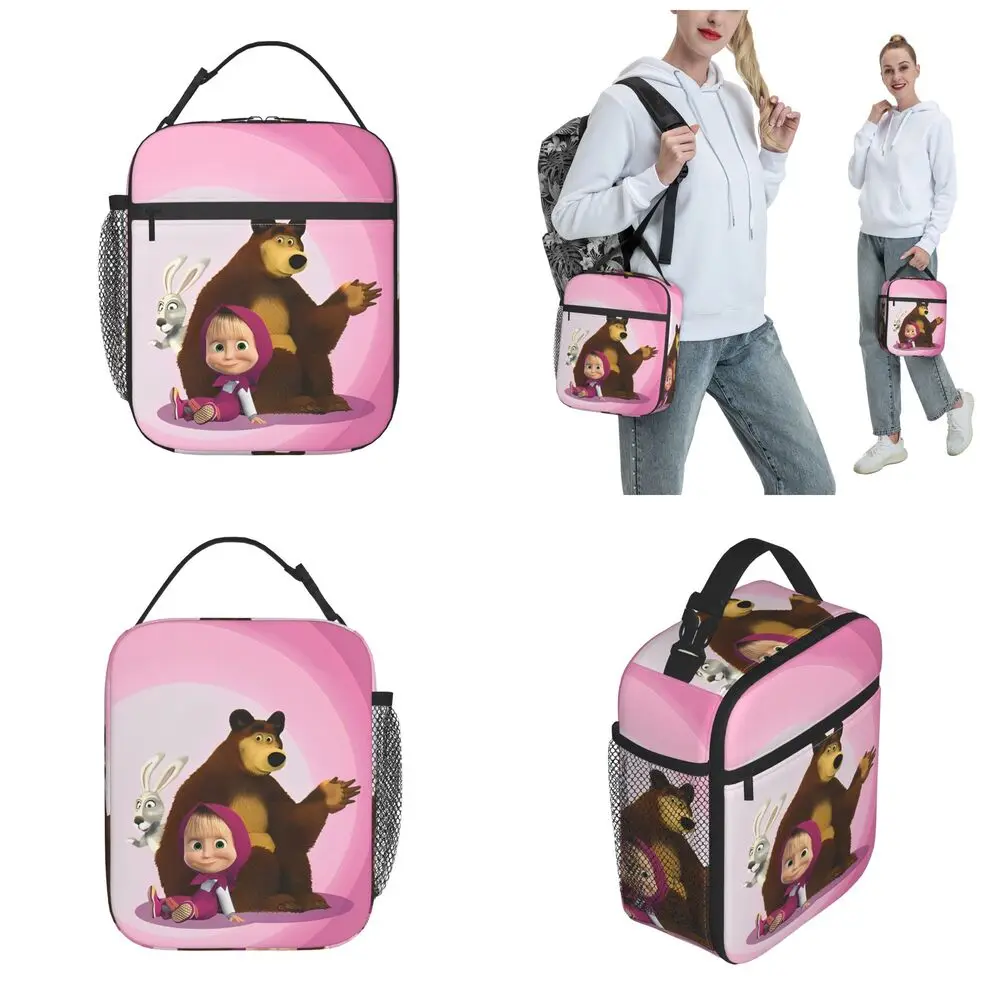 Kawaii Cartoon Masha And The Bear Character Lunch Bag