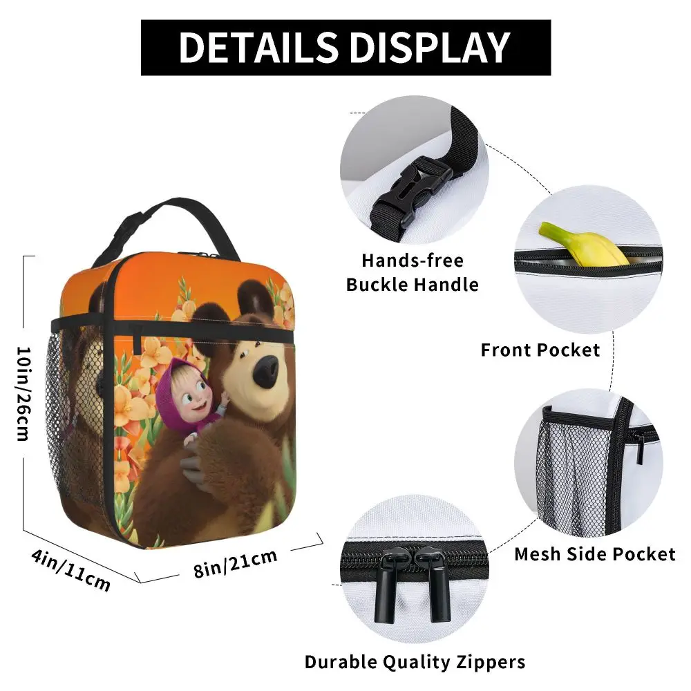 Cartoon Kawaii Masha And The Bear Insulated Lunch Bag