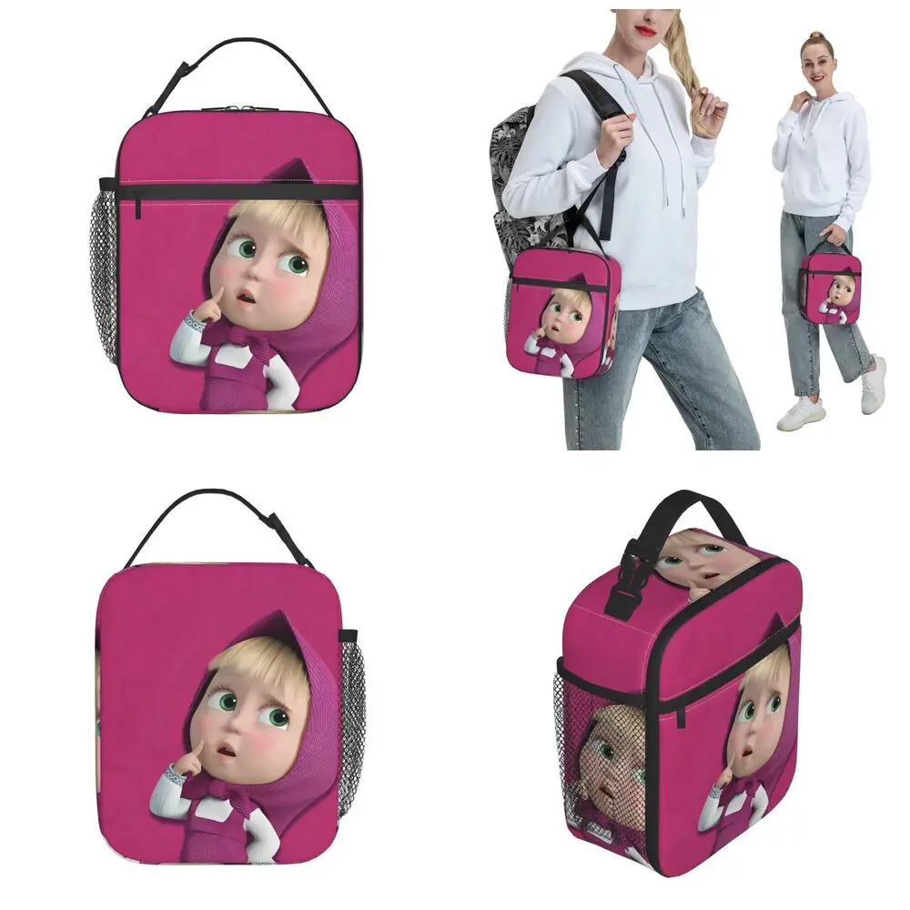 Cartoon Masha And The Bear Kawaii Lunch Bag