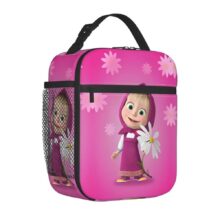 Cartoon Kawaii Masha And The Bear Pink Lunch Bag Cartoon Kawaii Masha And The Bear Pink Lunch Bag