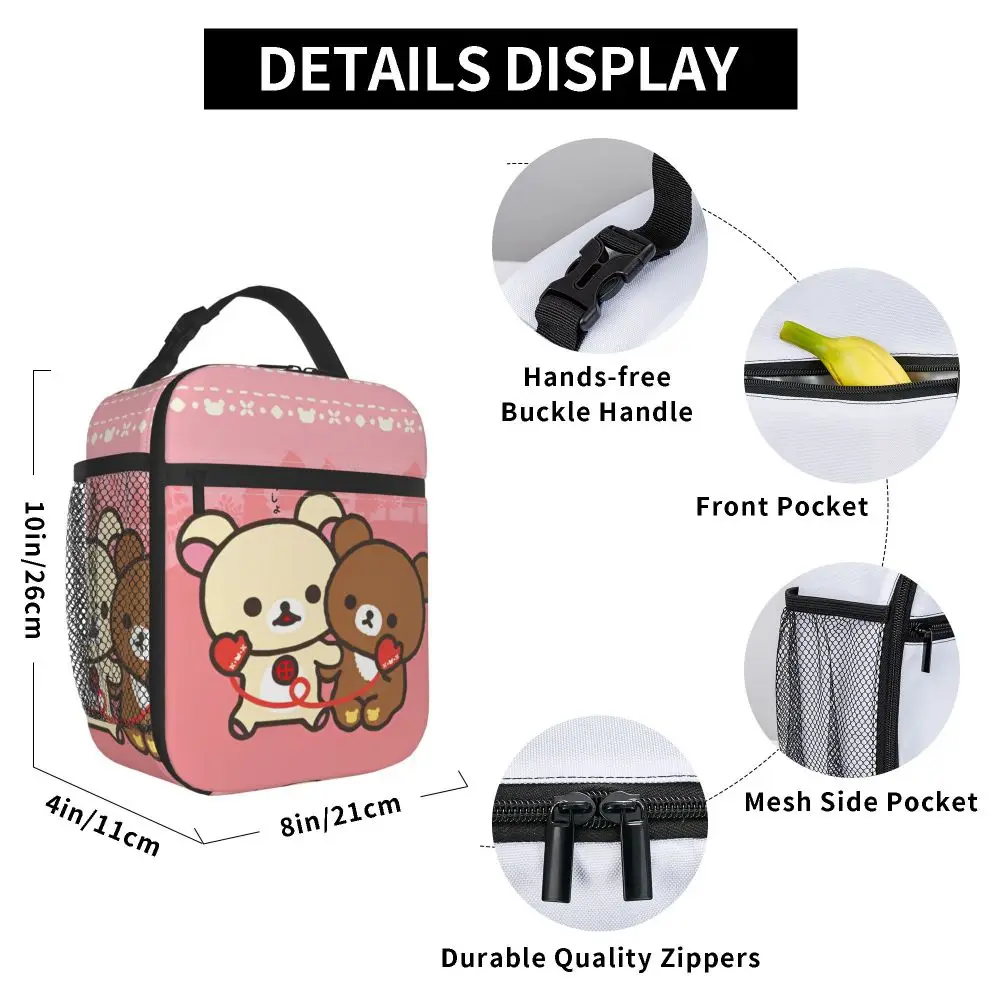 Kawaii Cartoon Rilakkuma And Korilakkuma Insulated Lunch Bag