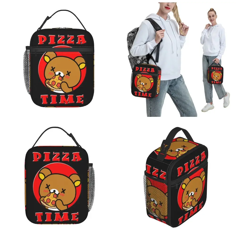 Kawaii Cartoon Rilakkuma Pizza Time Insulated Lunch Bag