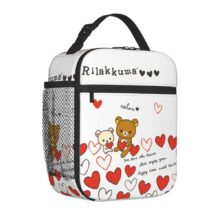 Kawaii Cartoon Rilakkuma And Korilakkuma With Hearts Lunch Bag Kawaii Cartoon Rilakkuma And Korilakkuma With Hearts Lunch Bag