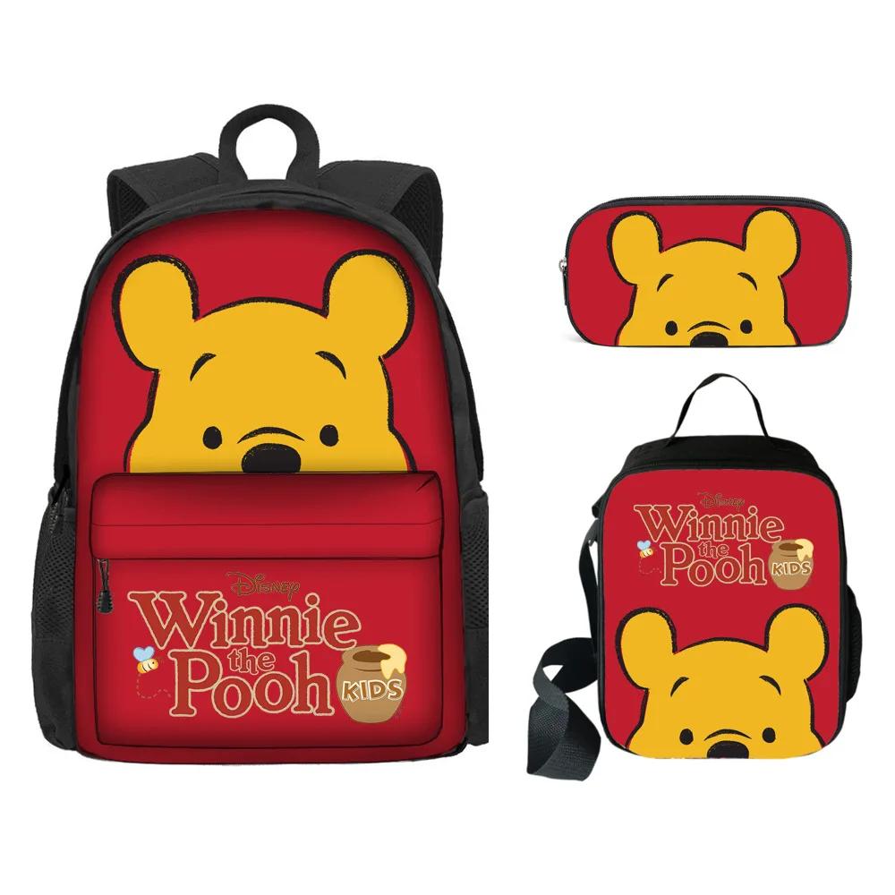 3Pcs/Set Kawaii Cartoon Winnie-The-Pooh Backpack