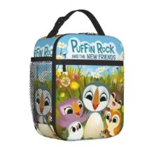 Kawaii Cartoon Puffin Rock And The New Friends Insulated Lunch Bag Kawaii Cartoon Puffin Rock And The New Friends Insulated Lunch Bag