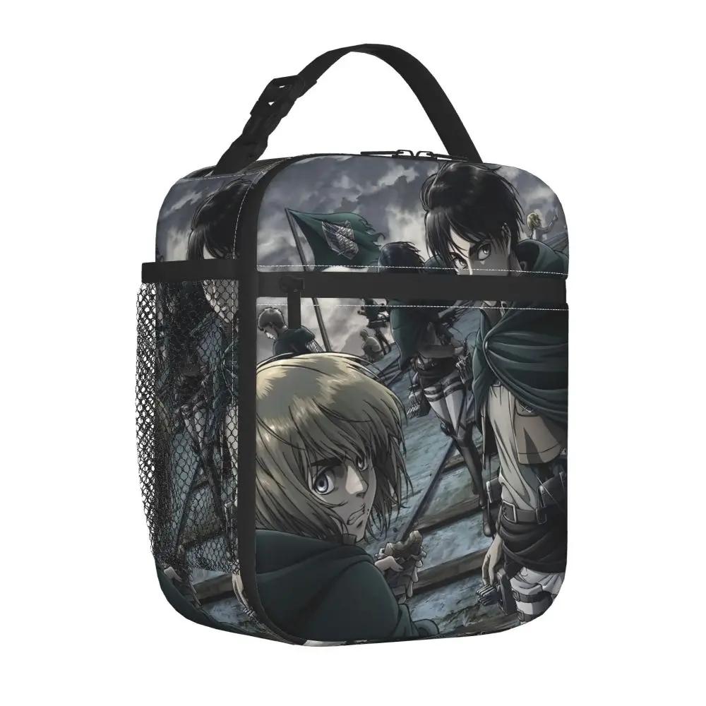 Anime Kawaii Attack On Titan Levi And Eren With Mikasa Lunch Bag